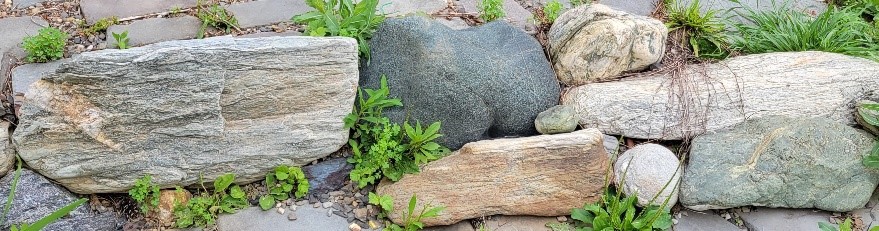 Boulders collected from the White River in Vermont.